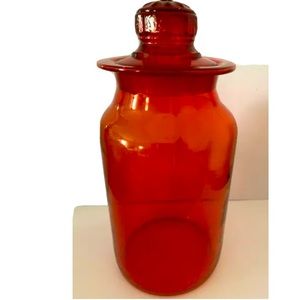 Orange Takahashi apothecary jar HAND BLOWN GLASS